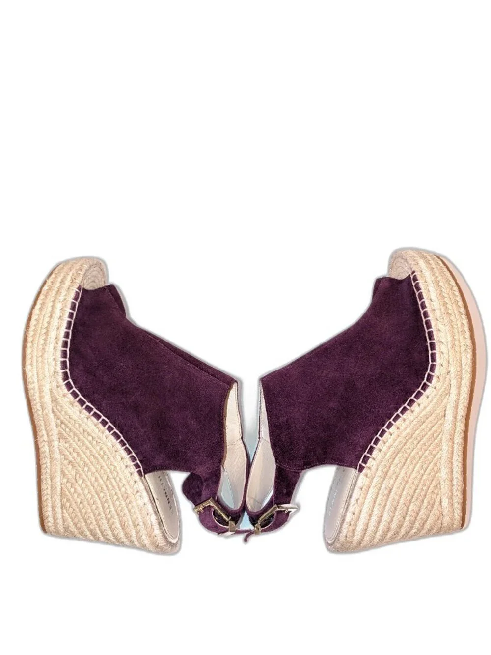NWOT Kenneth Cole | Olivia Suede Espadrille Wedge Sandals Eggplant Purple Sz 10
